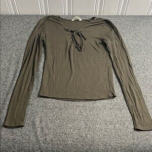 Bluenotes Olive Lace-Up Long Sleeve Top